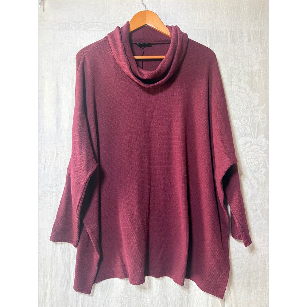 Lane Bryant Top 18 20 Sheer Animal Print Blouse Burgundy Knit Turtleneck LotOf 2 - Picture 8 of 16